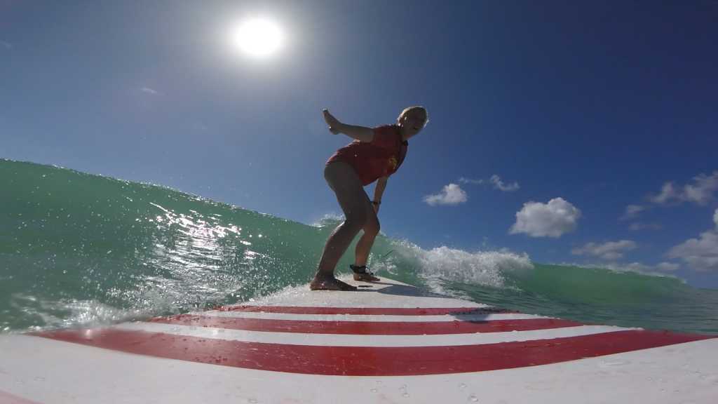 Women learning at surf school Barbados Ride the tide 