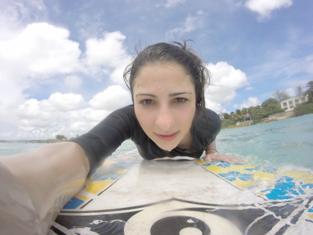 surfing GoPro front mounts in Barbados